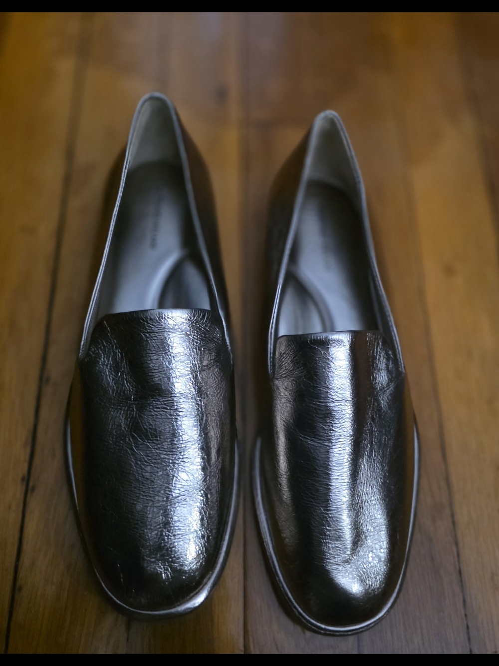 ANTONIO MELANI Metallic Gold Leather Loafers